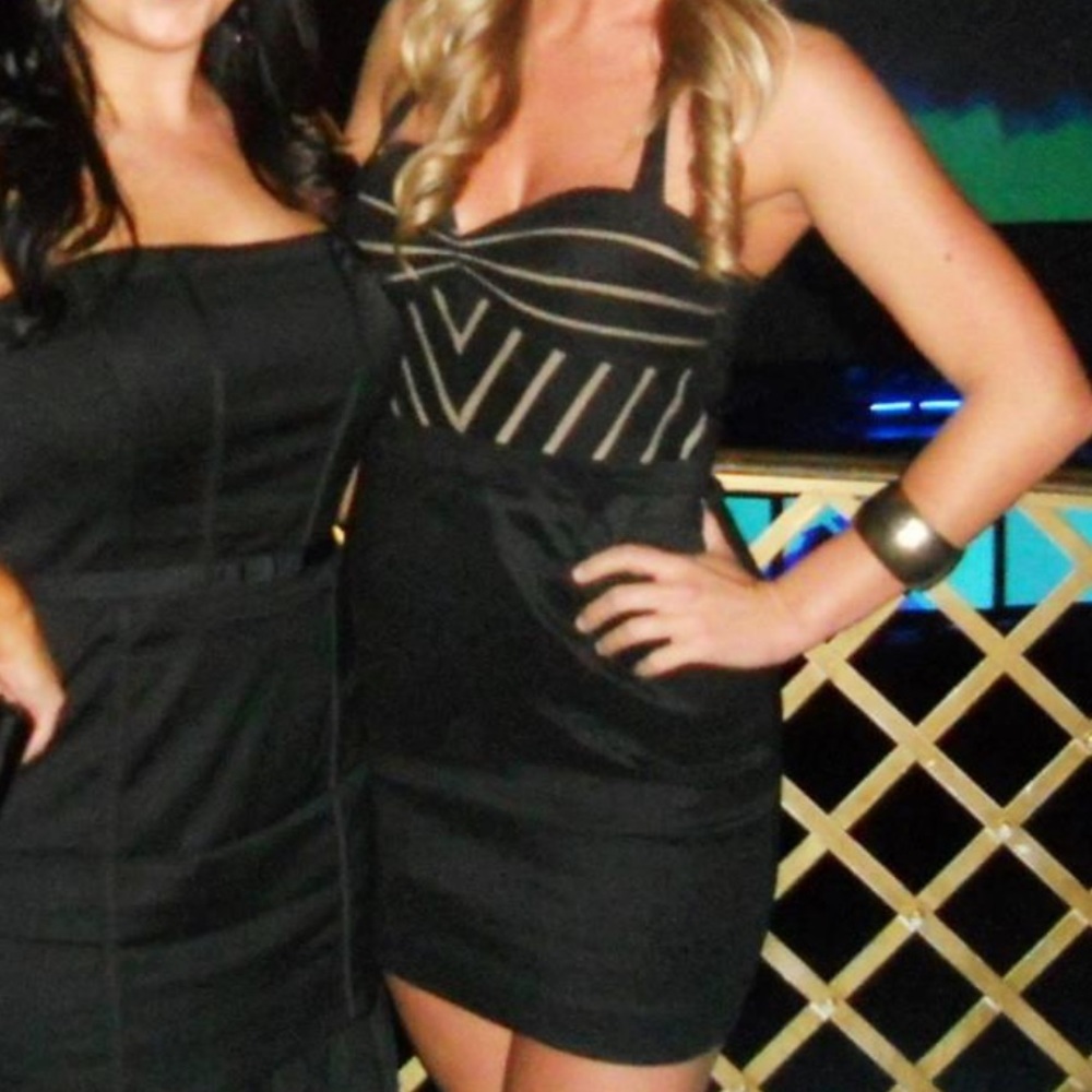 Gorgeous nude illusion black dress